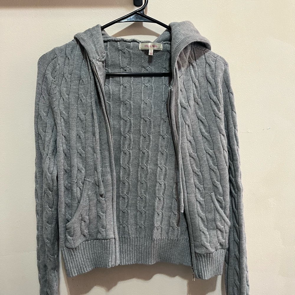 Gray Cable Knit Women's Sweater